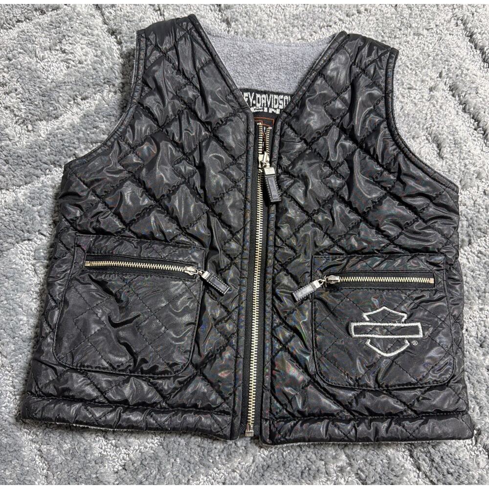 Harley Davidson Quilted Motorcycle Rider Riding Biker Vest KIDS sz 4 Boys Girls